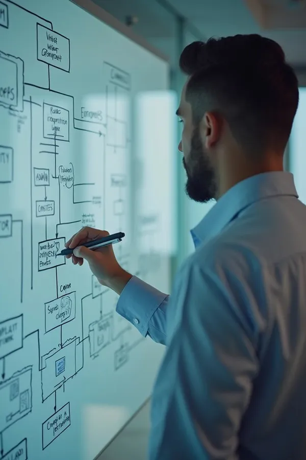 A person drafting a custom technical plan by hand with a ruler